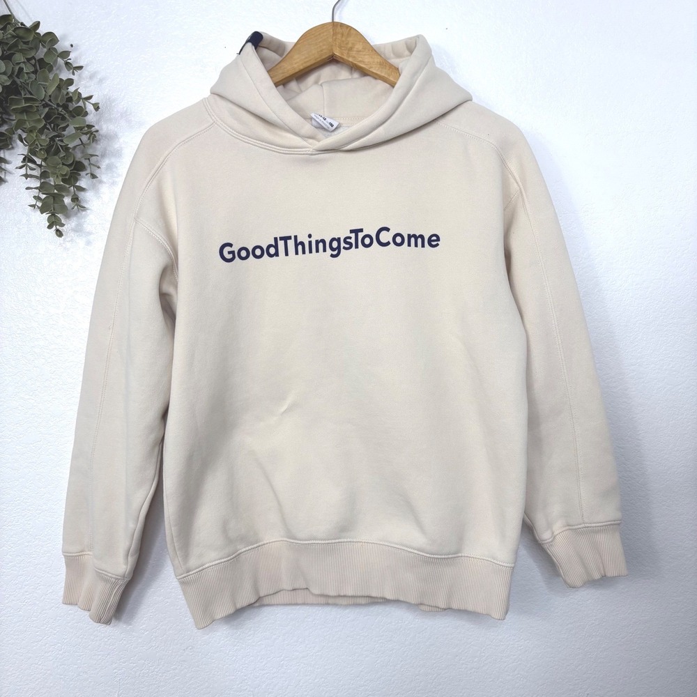 Zara Kids Good Things To Come Graphic Hoodie Cream Beige Size 11-12 Pullover